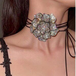 Floral Rhinestone wrap Necklace